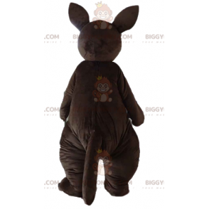 Brun og hvid kænguru med baby BIGGYMONKEY™ maskotkostume - Kangaroo-maskoter - BIGGYMONKEY_03138 - BiggyMonkey.com