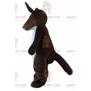 Brun og hvid kænguru med baby BIGGYMONKEY™ maskotkostume - Kangaroo-maskoter - BIGGYMONKEY_03138 - BiggyMonkey.com