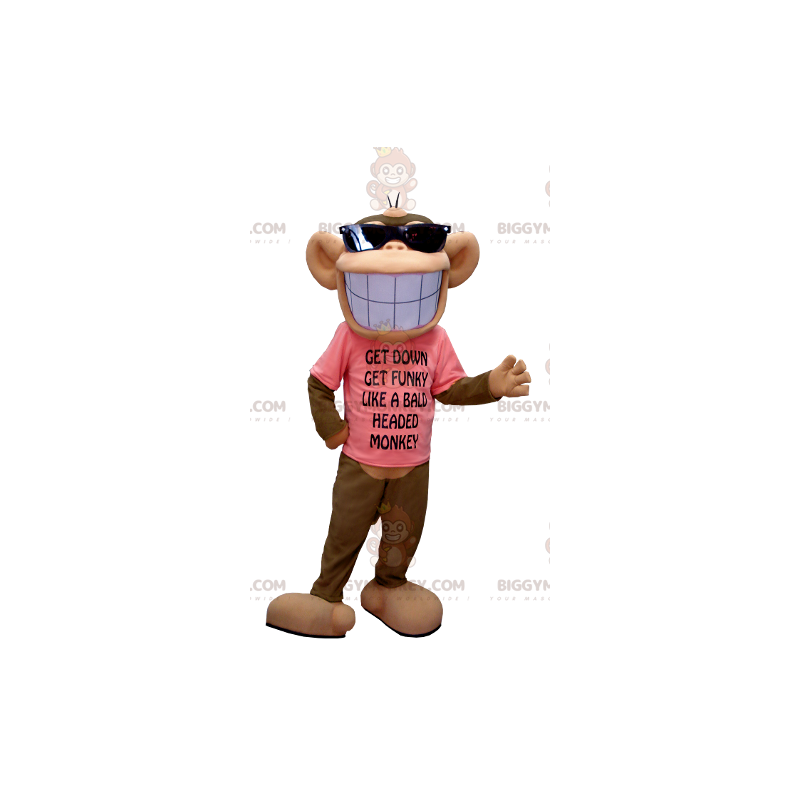 Brązowo-podpalany kostium maskotki BIGGYMONKEY™ z dużym Brązowo-podpalany kostium maskotki BIGGYMONKEY™ z dużym