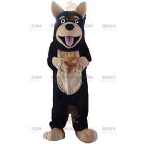 Costume de mascotte BIGGYMONKEY™ de chien géant noir et beige -