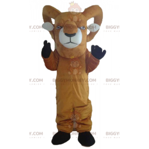BIGGYMONKEY™ Mascot Costume of Giant Brown and White Goat with