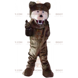 Soft Giant Brown and Pink Bear BIGGYMONKEY™ Mascot Costume –