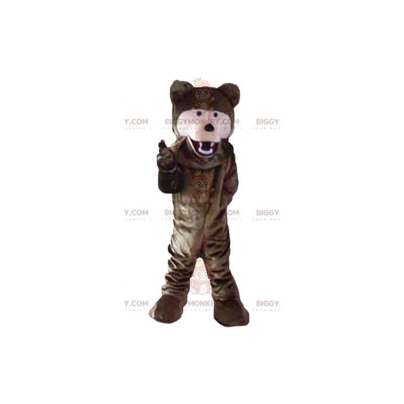 Disfraz de mascota BIGGYMONKEY™ de oso rosa y marrón gigante Disfraz de mascota BIGGYMONKEY™ de oso rosa y marrón gigante