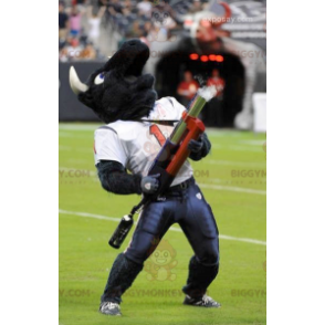BIGGYMONKEY™ Mascot Costume Black Buffalo In American Football