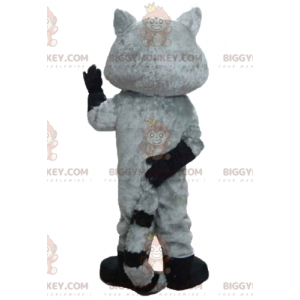 BIGGYMONKEY™ Maskottchenkostüm dreifarbiger Waschbär mit blauen