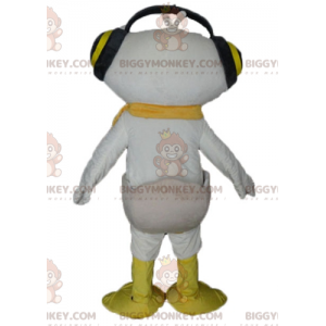 Witte en gele eend BIGGYMONKEY™ mascottekostuum met koptelefoon