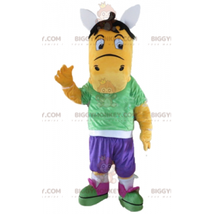 Πορτοκαλί στολή μασκότ BIGGYMONKEY™ Colt με πολύχρωμη στολή - Μη ταξινομημένες μασκότ - BIGGYMONKEY_03151 - BiggyMonkey.com