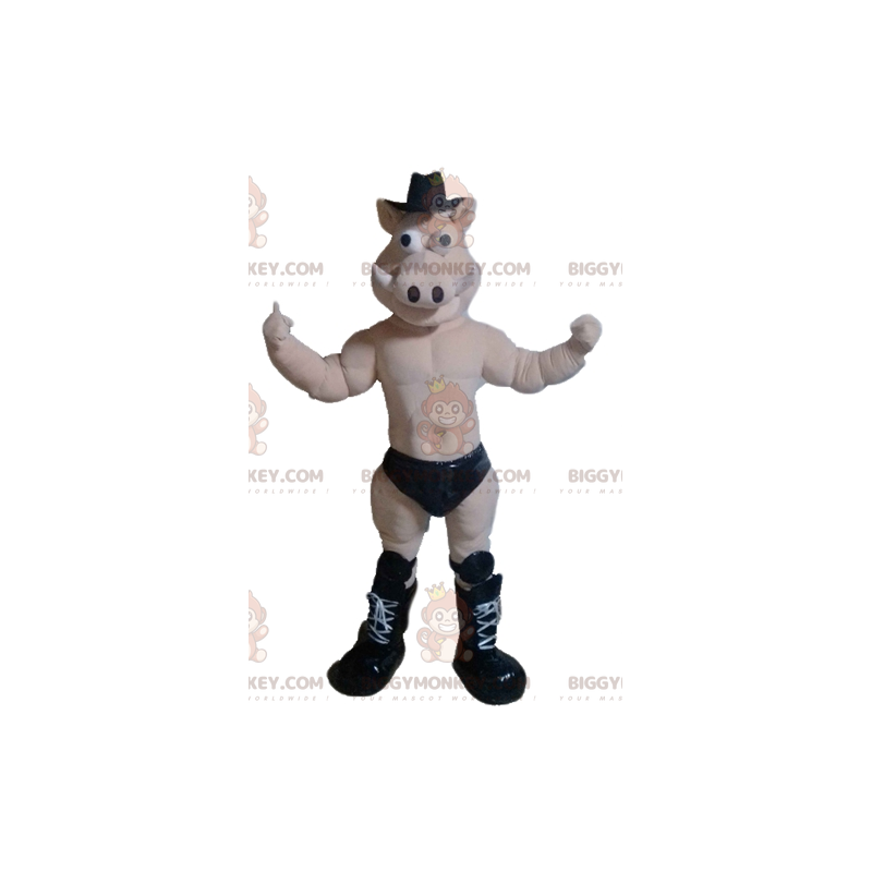 Traje de mascote de porco javali nu BIGGYMONKEY™ com cuecas Traje de mascote de porco javali nu BIGGYMONKEY™ com cuecas