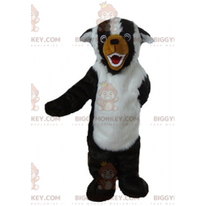 Costume de mascotte BIGGYMONKEY™ de chien noir blanc et marron