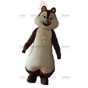 Traje de mascote Tic ou Tac de esquilo marrom e branco