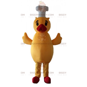 Traje de mascote de pato amarelo e vermelho BIGGYMONKEY™ com