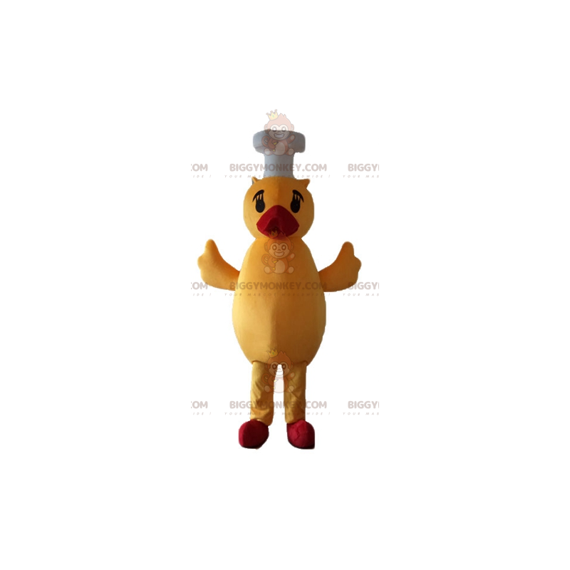 Costume de mascotte BIGGYMONKEY™ de canard jaune et rouge de Costume de mascotte BIGGYMONKEY™ de canard jaune et rouge de