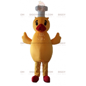 BIGGYMONKEY™ Chick gul og rød andemaskotkostume med kokkehat -