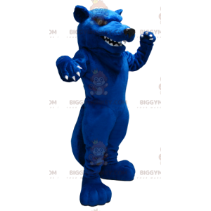 BIGGYMONKEY™ Riesiges gemein aussehendes blaues Ratten-Maskottchen-Kostüm