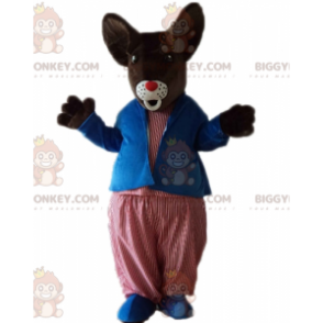 BIGGYMONKEY™ Fettbrun musråttamaskotdräkt i färgglad outfit -