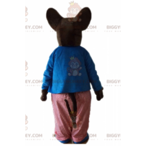 BIGGYMONKEY™ Fettbrun musråttamaskotdräkt i färgglad outfit -
