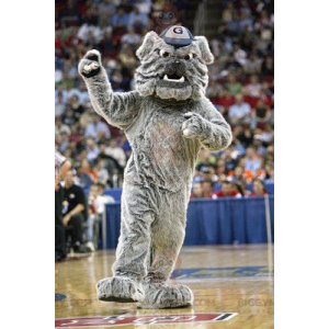BIGGYMONKEY™ Big Gray Soft Furry Bulldog Mascot Costume –