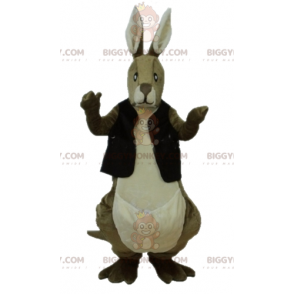 BIGGYMONKEY™ Mascot Costume Brown & White Kangaroo With Black