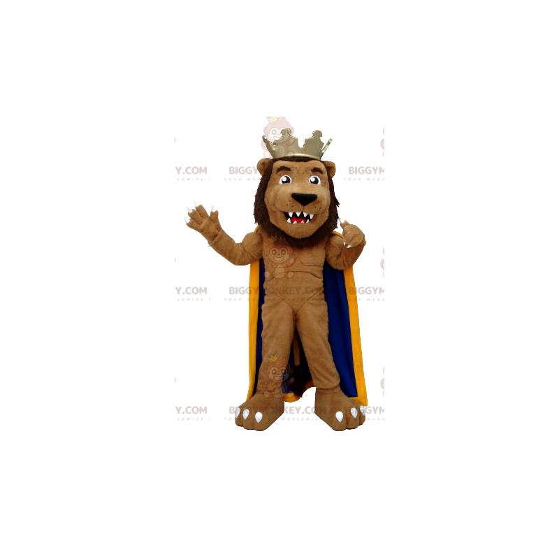 Lion BIGGYMONKEY™ -maskottiasu, joka on pukeutunut kuninkaaksi Lion BIGGYMONKEY™ -maskottiasu, joka on pukeutunut kuninkaaksi