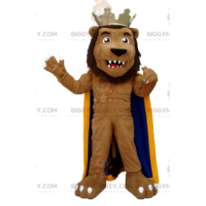 Lion BIGGYMONKEY™ Mascot Costume Dressed As A King -
