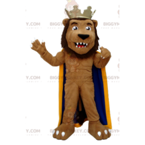 Löwe BIGGYMONKEY™ Maskottchenkostüm als König verkleidet -