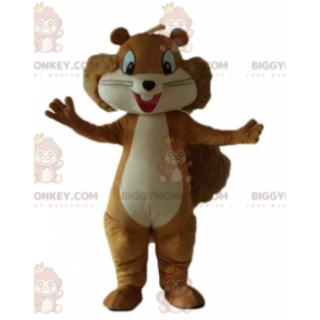 BIGGYMONKEY™ leende hårig brun och brun ekorrmaskotdräkt -