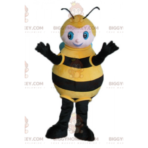 BIGGYMONKEY™ Stor sort gul og blå bi-maskotkostume -