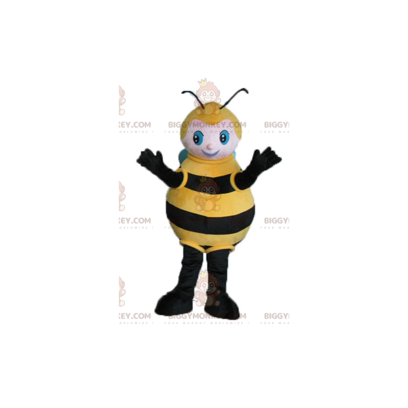 Mascotte d'abeille noire et jaune, costume Taille L (175-180 CM)