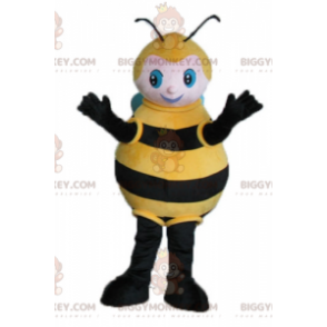 BIGGYMONKEY™ Big Black Yellow en Blue Bee Mascot Kostuum -