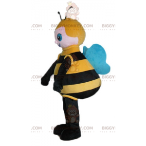 Disfraz de mascota de abeja grande negra amarilla y azul BIGGYMONKEY™ - Mascotas de abeja - BIGGYMONKEY_03182 - BiggyMonkey.com