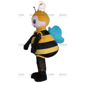 Disfraz de mascota de abeja grande negra amarilla y azul BIGGYMONKEY™ - Mascotas de abeja - BIGGYMONKEY_03182 - BiggyMonkey.com