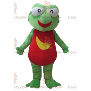 BIGGYMONKEY™ kæmpe grøn rød og gul frømaskotkostume -