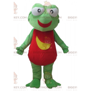 Kostým obřího maskota BIGGYMONKEY™, zelené červené a žluté žáby