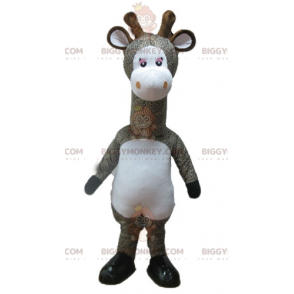 Disfraz de mascota de jirafa manchada gris y blanca