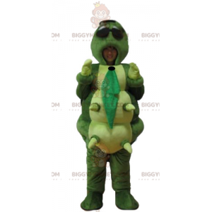 Costume de mascotte BIGGYMONKEY™ de grande chenille vert orange