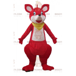 BIGGYMONKEY™ Maskottchenkostüm Rot-weißes Känguru mit gelbem