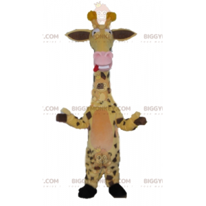Disfraz de mascota BIGGYMONKEY™ de jirafa amarilla marrón rosa