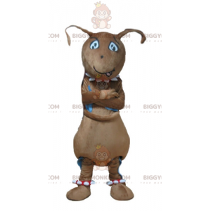 Fantasia de mascote engraçada de formiga marrom gigante