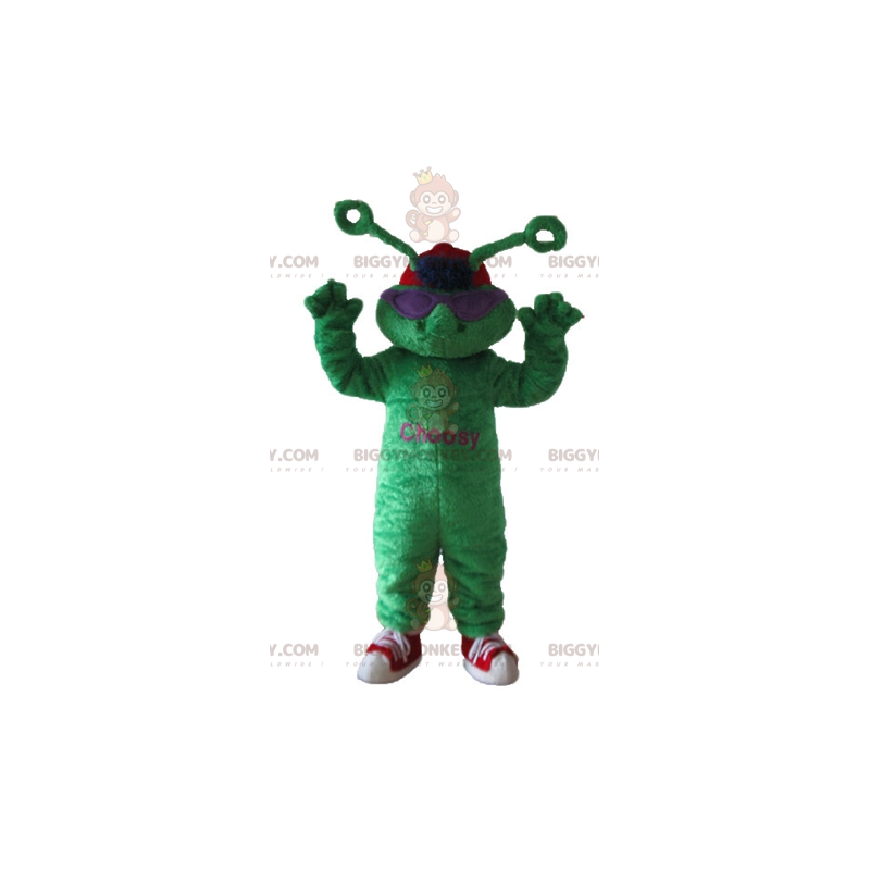 BIGGYMONKEY™ Alien Green Frog Maskotdräkt med antenner - BIGGYMONKEY™ Alien Green Frog Maskotdräkt med antenner -