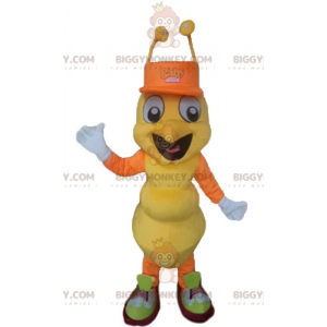 Kostým maskota velmi usměvavého žlutého a oranžového mravence