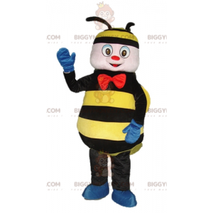 BIGGYMONKEY™ Maskotdräkt Svart och gul getingbi med röd rosett