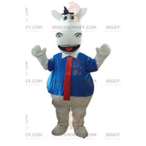 White Horse BIGGYMONKEY™ Maskottchen-Kostüm mit Hemd und Krawatte - Pferdemaskottchen - BIGGYMONKEY_03218 - BiggyMonkey.com