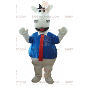 White Horse BIGGYMONKEY™ Mascot Costume with Shirt and Tie -