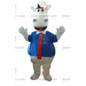 White Horse BIGGYMONKEY™ Mascot Costume with Shirt and Tie -