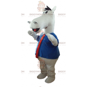 White Horse BIGGYMONKEY™ Maskottchen-Kostüm mit Hemd und Krawatte - Pferdemaskottchen - BIGGYMONKEY_03218 - BiggyMonkey.com