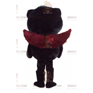 BIGGYMONKEY™ Maskotkostume Evil Cat med orange øjne og vinger -