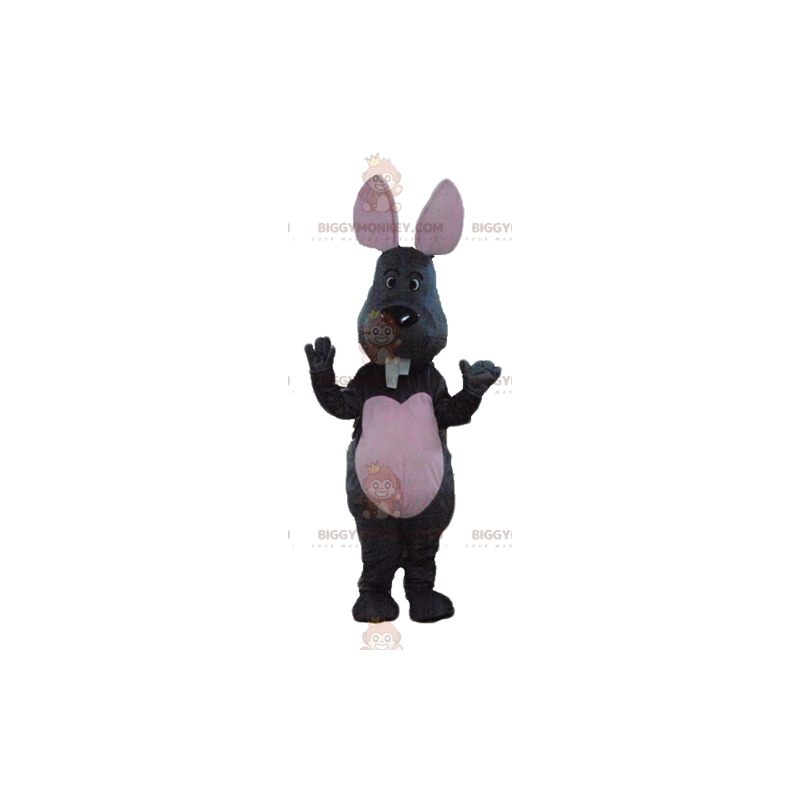 BIGGYMONKEY™ Mascot Costume Gray and Pink Mouse with Big Teeth BIGGYMONKEY™ Mascot Costume Gray and Pink Mouse with Big Teeth