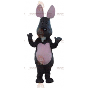 BIGGYMONKEY™ Mascot Costume Gray and Pink Mouse with Big Teeth