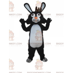 Disfraz de mascota conejito blanco y negro de orejas grandes