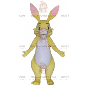 BIGGYMONKEY™ Handsome Yellow White and Pink Rabbit Mascot